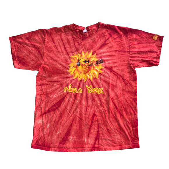 Vintage y2k Coca Cola Sun New York Tie-Dye 90s T-shirt (L) - Picture 1 of 3